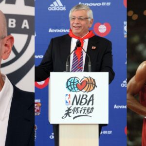 Adam Silver (L), David Stern (C), Scottie Pippen (R)