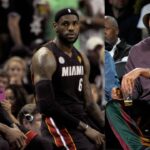 LeBron James and Dwyane Wade (L) and Joakim Noah (R)