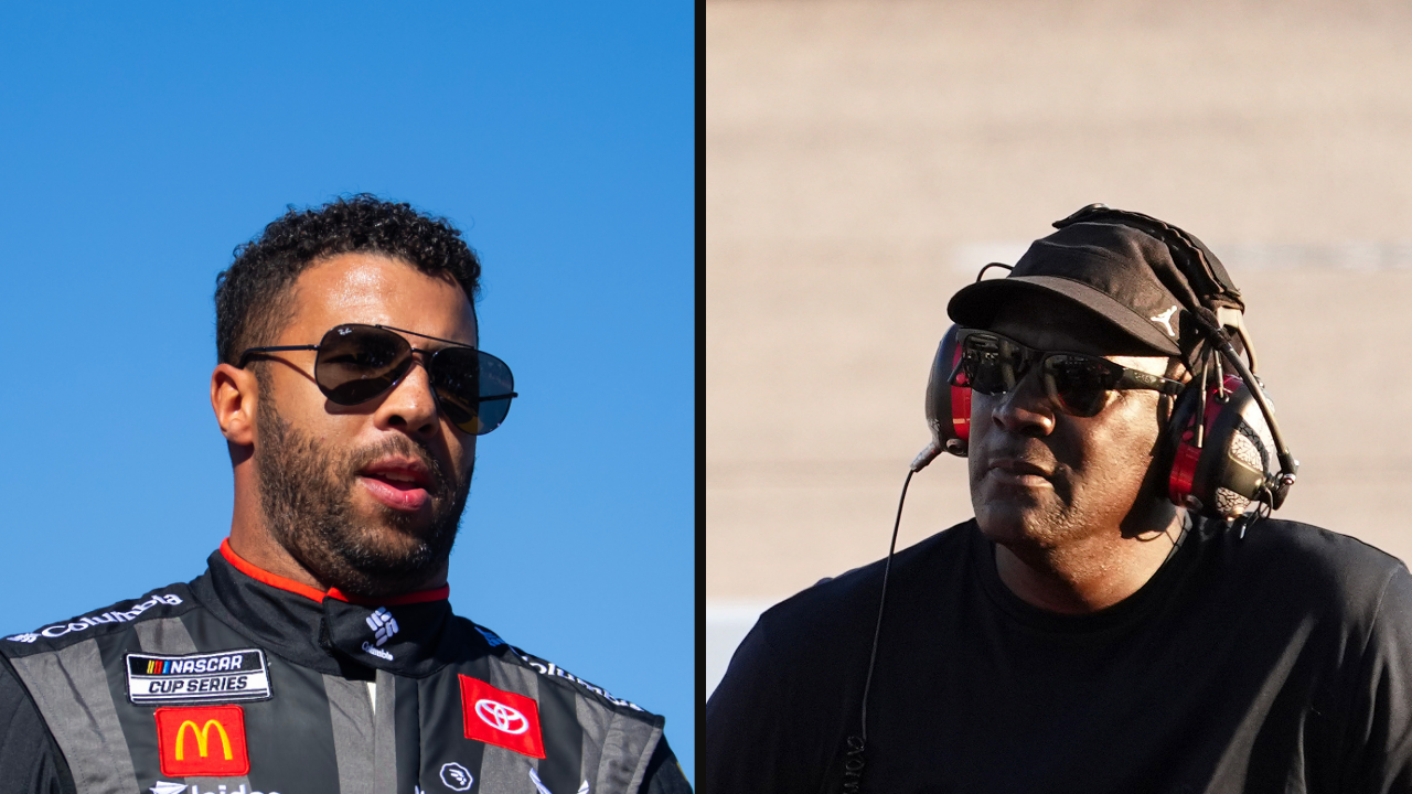 NASCAR 23XI Racing driver, Bubba Wallace (L) and team owner Michael Jordan (R).