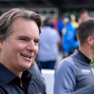 Jeff Gordon, a past winner of the Brickyard 400, at the Indianapolis Motor Speedway, Saturday, July 30, 2022, during an event to honor past IndyCar and NASCAR winners at this track.