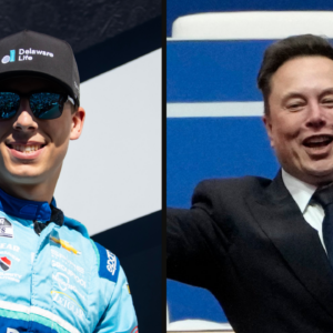 Carson Hocevar (L) and Elon Musk (R). Image Credits: Imagn.