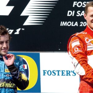 Winner Michael Schumacher (Germany Ferrari, right) next to Fernando Alonso (Spain Renault) Motorsport Grand Prix Men's Grand Prix of San Marino 2006, Formula 1 World Championship