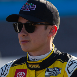 Nov 9, 2024; Avondale, Arizona, USA; NASCAR Cup Series driver Christopher Bell (20) during qualifying for the Championship race at Phoenix Raceway. Mandatory Credit: Mark J. Rebilas-Imagn Images