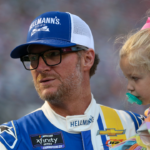 NASCAR Xfinity Series driver Dale Earnhardt Jr. (88) and his daughter Nicole before the race at Bristol Motor Speedway.