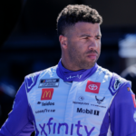 Nov 2, 2024; Martinsville, Virginia, USA; NASCAR Cup Series driver Bubba Wallace (23) during cup practice at Martinsville Speedway. Mandatory Credit: Jim Dedmon-Imagn Images