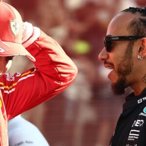 F1 Abu Dhabi Grand Prix 2024 Charles Leclerc of Ferrari and Lewis Hamilton of Mercedes before the Formula 1 Abu Dhabi Grand Prix at Yas Marina Cicuit in Abu Dhabi