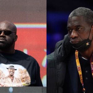 Shaquille O'Neal(L) and Dikembe Mutombo(R)