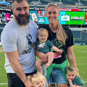 Kylie Kelce with her husband Jason Kelce and their three daughters