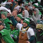 Philadelphia Eagles fans against the Los Angeles Rams in a 2025 NFC divisional round game at Lincoln Financial Field.