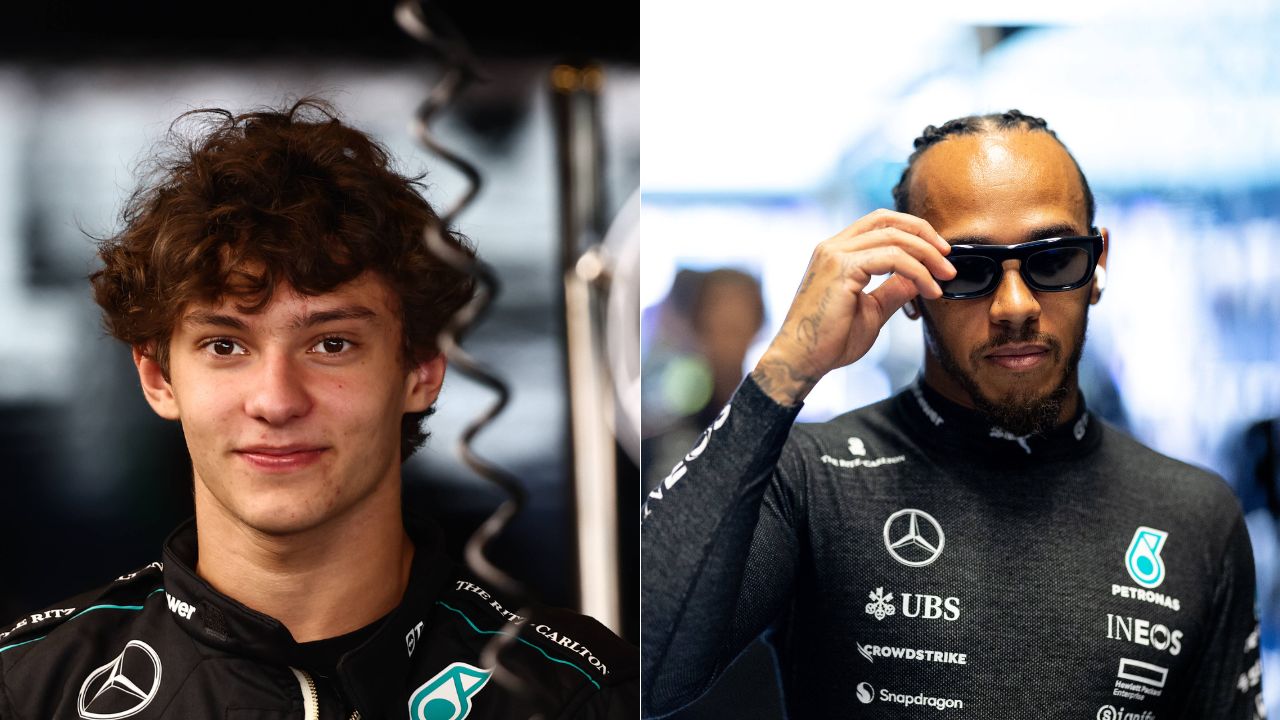 Andrea Kimi Antonelli(L), Lewis Hamilton(R)