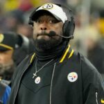 Jan 11, 2025; Baltimore, Maryland, USA; Pittsburgh Steelers head coach Mike Tomlin looks on in the second quarter against the Baltimore Ravens in an AFC wild card game at M&T Bank Stadium.