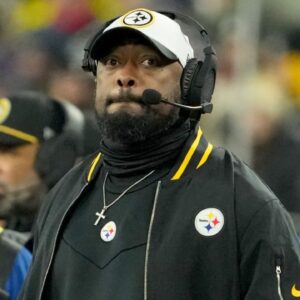 Jan 11, 2025; Baltimore, Maryland, USA; Pittsburgh Steelers head coach Mike Tomlin looks on in the second quarter against the Baltimore Ravens in an AFC wild card game at M&T Bank Stadium.