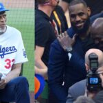 Kareem Abdul-Jabbar (L) and Michael Jordan and LeBron James (R)