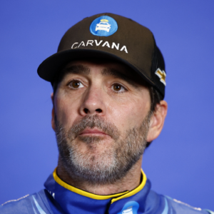 NASCAR Cup Series driver Jimmie Johnson (84) speaks to the media at Daytona International Speedway.