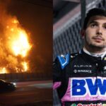 Los Angeles Wildfires (L) and Esteban Ocon (R)