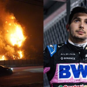Los Angeles Wildfires (L) and Esteban Ocon (R)