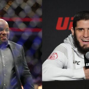 Daniel Cormier (L), Islam Makhachev (R)