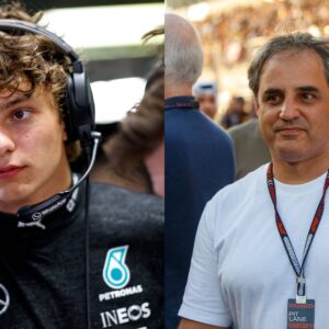 Kimi Antonelli (L) and Juan Pablo Montoya (R)