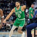 Anthony Edwards (L) and Shaquille O'Neal (R)