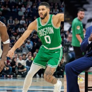 Anthony Edwards (L) and Shaquille O'Neal (R)