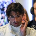 Sainz, driver of Williams Racing Formula One Team with the FW46 F1 race car no 55, spotted in the pit with a white track suit and helmet during post-season test day at the YAS circuit, after the F1 Grand Prix of Abu Dhabi at Yas Marina Circuit