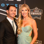 Nov 22, 2024; Charlotte, NC, USA; NASCAR Cup Series driver Kyle Larson (5) and his wife Kelly during the NASCAR Awards Banquet at Charlotte Convention Center. Mandatory Credit: Jim Dedmon-Imagn Images