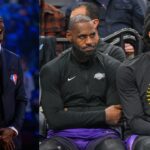 Kevin Garnett (L), LeBron James and Anthony Davis (R)