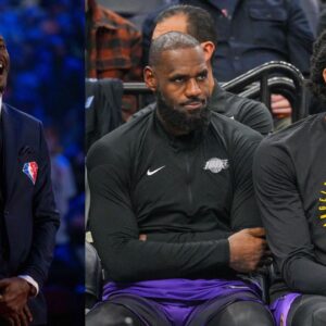 Kevin Garnett (L), LeBron James and Anthony Davis (R)