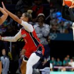 Sabrina Ionescu and Natasha Cloud (L) and Satou Sabally (R)