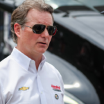 May 14, 2023; Darlington, South Carolina, USA; Jeff Gordon pre-race at Darlington Raceway. Mandatory Credit: David Yeazell-Imagn Images