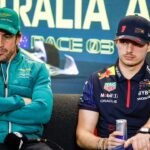 14 Fernando Alonso (ESP, Aston Martin Aramco Cognizant F1 Team), 1 Max Verstappen (NLD, Oracle Red Bull Racing), F1 Grand Prix of Australia at Albert Park Circuit on March 30, 2023 in Melbourne, Australia