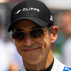 May 24, 2024; Indianapolis, Indiana, USA; IndyCar Series driver Helio Castroneves during Carb Day final practice for the Indianapolis 500 at Indianapolis Motor Speedway. Mandatory Credit: Mark J. Rebilas-Imagn Images