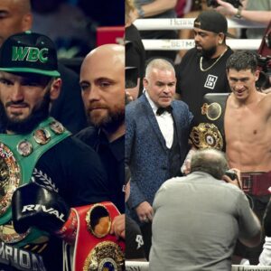 Artur Beterbiev (L), Dmitry Bivol (R)