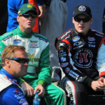 NASCAR Nationwide Series drivers Mike Wallace (left), Kenny Wallace (center) and Steve Wallace prior to the Kansas Lottery 300 at Kansas Speedway.