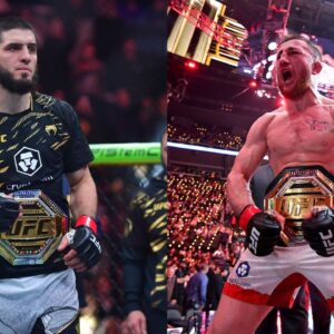 Islam Makhachev (L), Merab Dvalishvili (R)