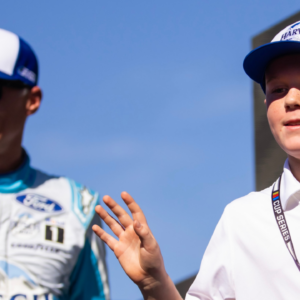 Nov 5, 2023; Avondale, Arizona, USA; Keelan Harvick, son of NASCAR Cup Series driver Kevin Harvick (4) during the Championship Race at Phoenix Raceway. Mandatory Credit: Mark J. Rebilas-Imagn Images