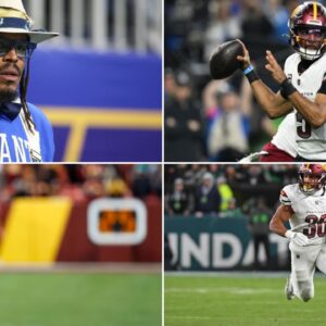 Cam Newton, Jayden Daniels, Terry McLaurin and Austin Ekeler