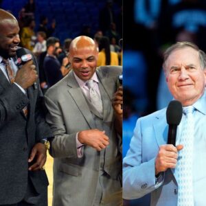 Shaquille O'Neal and Charles Barkley (L) and Bill Belichick (R)