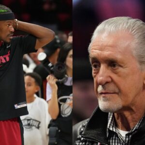 Jimmy Butler (L), Pat Riley (R)