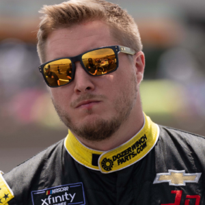 Jun 8, 2024; Sonoma, California, USA; NASCAR Xfinity Series driver Garrett Smithley (4) before the start of the NASCAR Xfinity Sonoma 250 at Sonoma Raceway. Mandatory Credit: Stan Szeto-Imagn Images