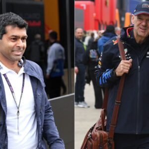 Karun Chandhok (L) and Adrian Newey (R)