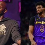 Kevin Garnett (L) and Bronny James (R)