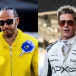 Lewis Hamilton (L) and Brad Pitt (R)