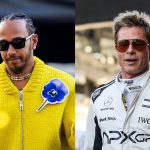 Lewis Hamilton (L) and Brad Pitt (R)