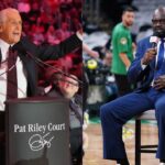 Pat Riley (L) and Shaquille O'Neal (R)