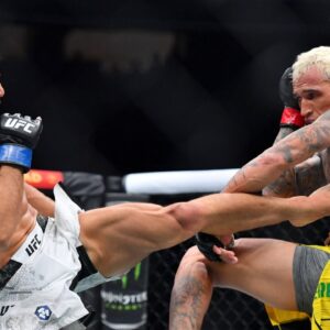 April 13, 2024, Las Vegas, Nevada, USA: ARMAN TSARUKYAN (22-3) of Yerevan, Armenia defeats CHARLES OLIVEIRA (34-10) of Sao Paolo, Brazil by split decision during UFC 300 at the T-Mobile Arena in Las Vegas Las Vegas USA - ZUMAo117 20240413_zsp_o117_066 Copyright: xMikaelxOnax