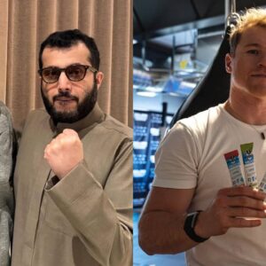 Terence Crawford (L), Canelo Alvarez (R)