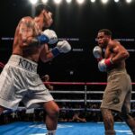 Action between WBC super lightweight champion Devin Haney (31-1 gray) and Ryan Garcia (25-1 white) in the main event of the evening from Barclays Center in Brooklyn Ny. Ryan Garcia won a majority decision after 12 rounds in an all action fight knocking Haney down in the 7th, 10th and 11th rounds. Garcia didnÃ¢â‚¬â ¢t make weight for the bout so HaneyÃ¢â‚¬â ¢s title becomes vacant.
