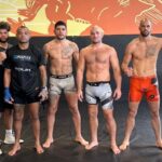 Sean Strickland (3rd from R), Alex Pereira (4th from R)