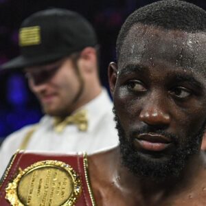 Terence Crawford looks on after winning his fight against Amir Khan during the WBO welterweight title fight at Madison Square Garden.